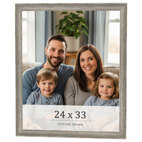 24x33 Frame Grey Solid Wood Picture Frame Width 1 Inches | Interior Frame Depth 0.5 Inches |