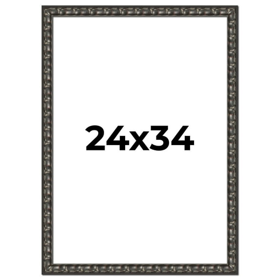 24x34 Frame Black-Brown Medieval Solid Wood Picture Frame | 1.5 Inch Moulding Width | Gotham