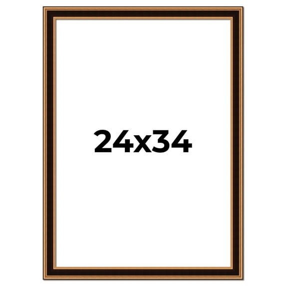 24x34 Frame Gold Brown Plein Air Vintage Solid Wood Picture Frame | 1.75 Inches Moulding Width |