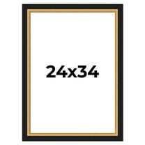 24x34 Frame Gold Real Wood Picture Frame Width 2.25 Inches | Interior Frame Depth 0.5 Inches |
