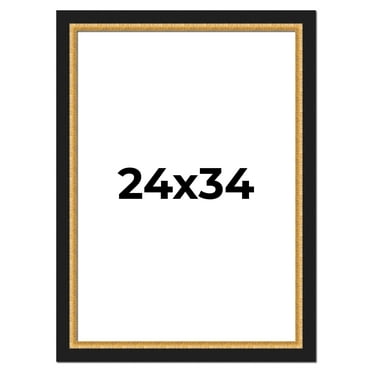 24x34 Frame Gold Real Wood Picture Frame Width 2.25 Inches | Interior Frame Depth 0.5 Inches |
