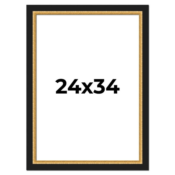 24x34 Frame Gold Real Wood Picture Frame Width 2.25 Inches | Interior Frame Depth 0.5 Inches |