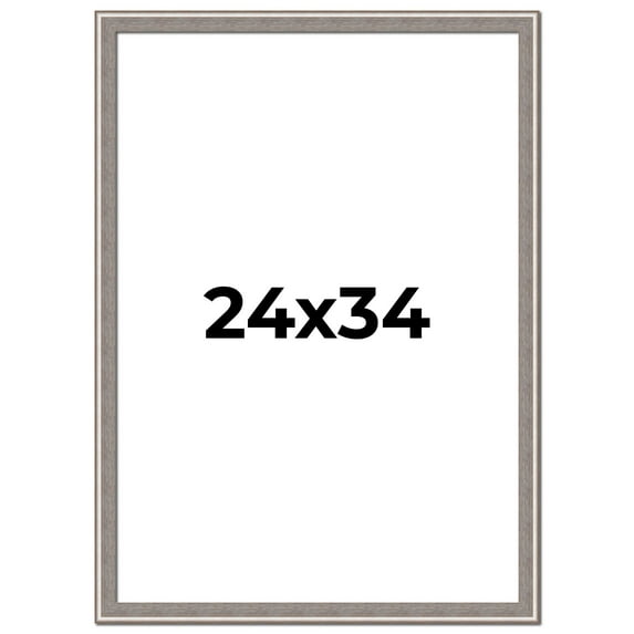 24x34 Frame Grey Real Wood Picture Frame Width 1.25 inches | Interior Frame Depth 0.5 inches | Hans