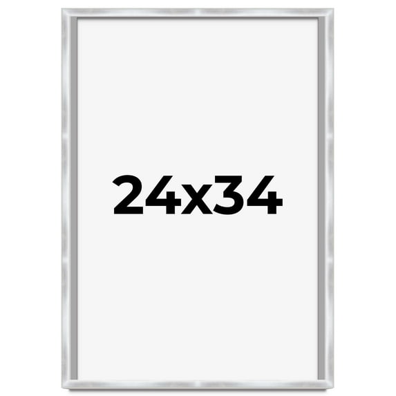 24x34 Frame Silver Whitewashed Wood Grain Solid Wood Shadow Box | 0.75 Inch Moulding Width | 0.75