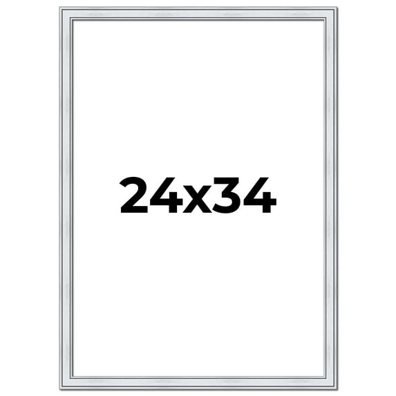 24x34 Frame Sterling Silver Solid Wood Picture Frame | 1.25 Inch Moulding Width | 0.75 Inch