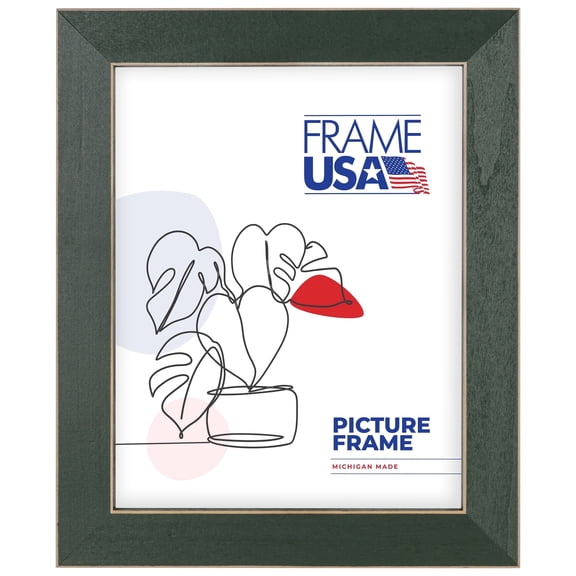 24x34 Picture Frame – Green Clean Cut Style 71206-002, 1.25 Inch Wood Moulding, Includes Plexiglass and Backing, Wall Display Frame for Art, Posters, or Photos – Frame USA