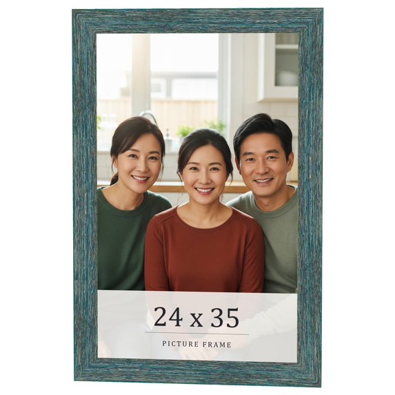24x35 Frame Blue Rustic Barnwood Solid Wood Picture Frame Width 1.25 Inches | Interior Depth 0.5