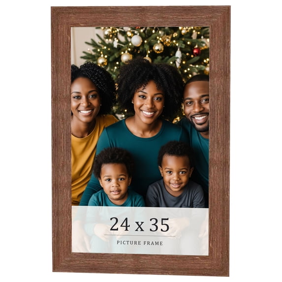 24x35 Frame Brown Farmhouse Solid Wood Picture Frame Width 1.5 Inches | Interior Frame Depth 0.5