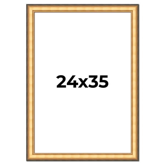 24x35 Frame Gold Plein Aire Solid Wood Picture Frame Width 2 Inches | Interior Frame Depth 0.5