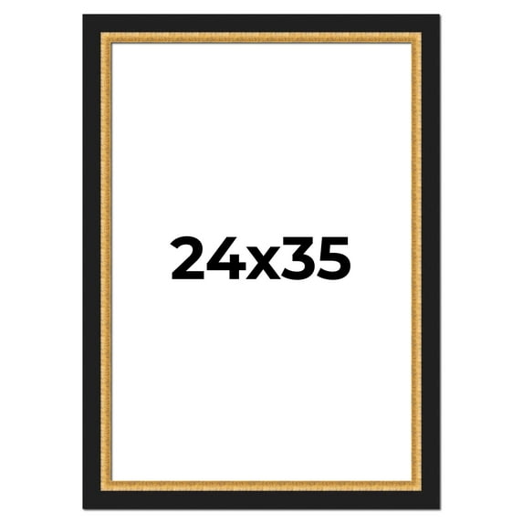 24x35 Frame Gold Real Wood Picture Frame Width 2.25 Inches | Interior Frame Depth 0.5 Inches |