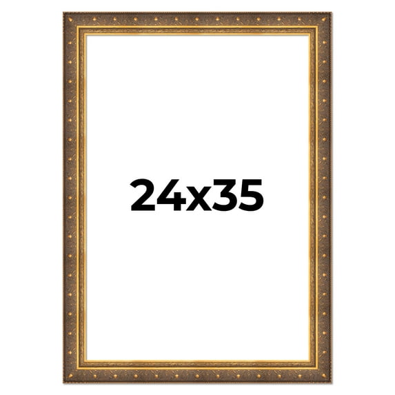 24x35 Frame Vintage Gold Solid Wood Picture Frame | 2.5 Inch Moulding Width | Ornate Bronze Museo