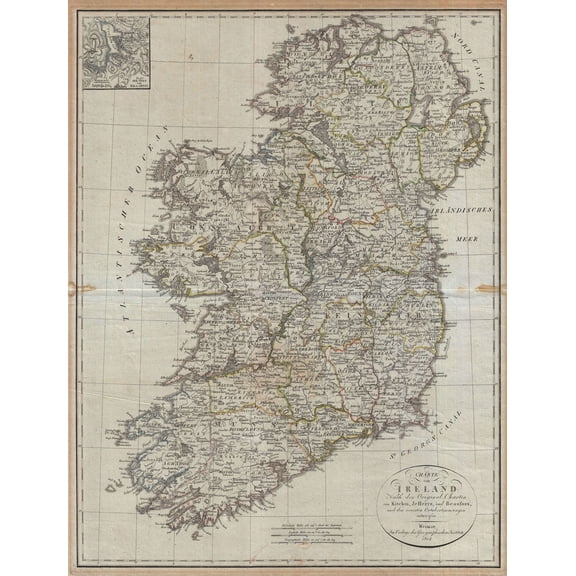24x35in Photo Paper Map Poster Map of Ireland