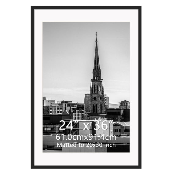 24x36 Black Frame without Mat, 20x30 Metal Poster Frame with Mat for Wall Mounted