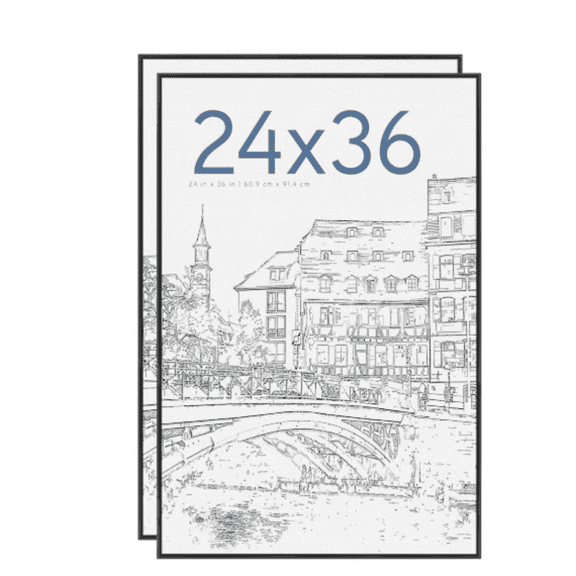 24x36 Black Lightweight Vertical & Horizontal Wall Hanging Large Picture Frame for Posters, Art Prints & Gallery Wall (2-Pack)