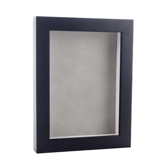 24x36 Black Shadowbox Frame - Interior Size 24x36 with 3/4" Usable Depth - Light Grey Acid-Free Suede Backing