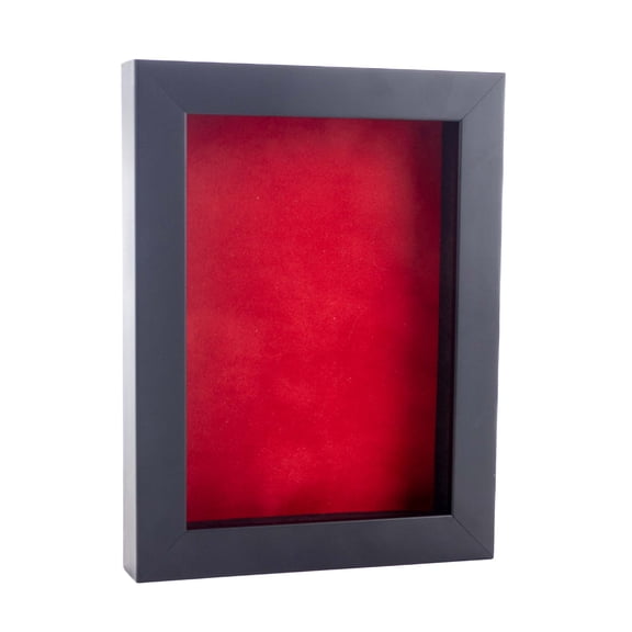 24x36 Black Shadowbox Frame - Interior Size 24x36 with 3/4" Usable Depth - Red Acid-Free Suede Backing