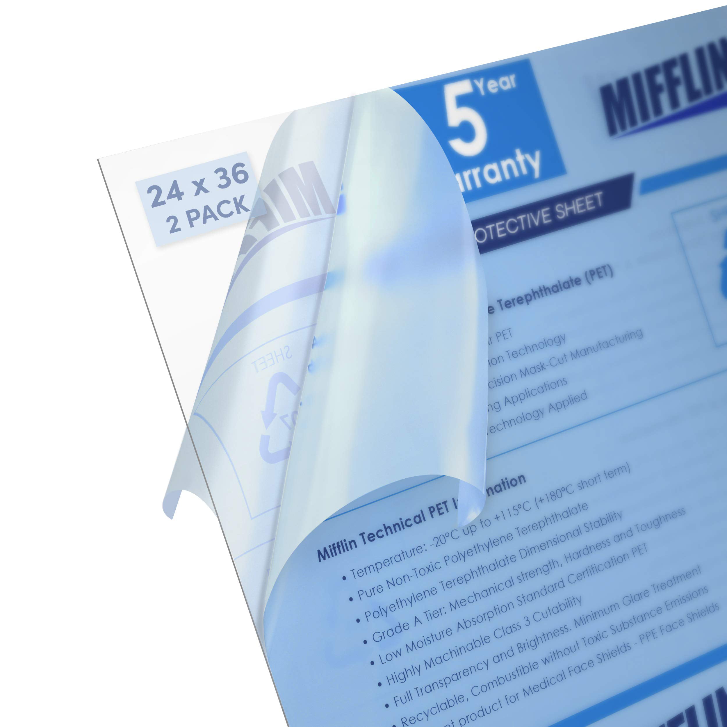 24x36 Clear Plastic Sheet, Thin & Flexible PET Alternative for