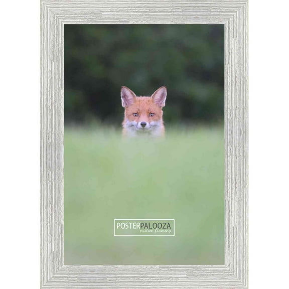 24x36 White Rustic Wide Barnwood Picture Frame - UV Acrylic, Foam Board Backing, Hanging Hardware