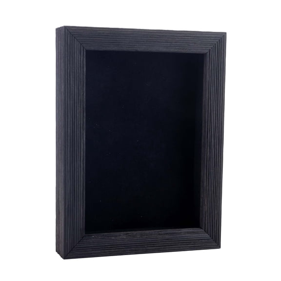 24x36 Distressed Black Shadowbox Frame - Interior Size 24x36 with 1" Usable Depth - Black Acid-Free Suede Backing