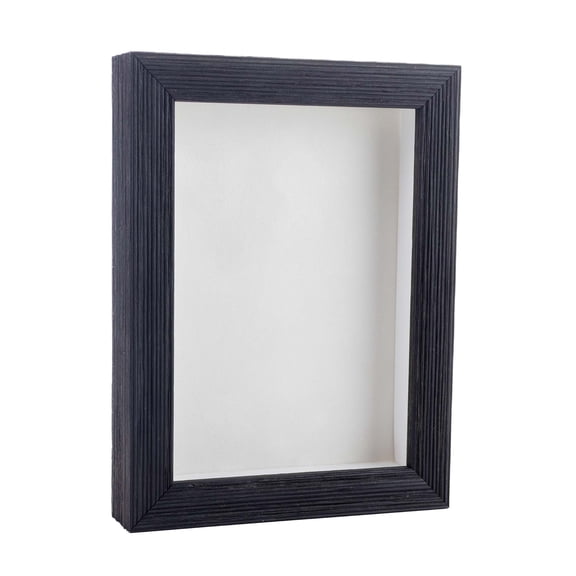 24x36 Distressed Black Shadowbox Frame - Interior Size 24x36 with 1" Usable Depth - White Acid-Free Suede Backing