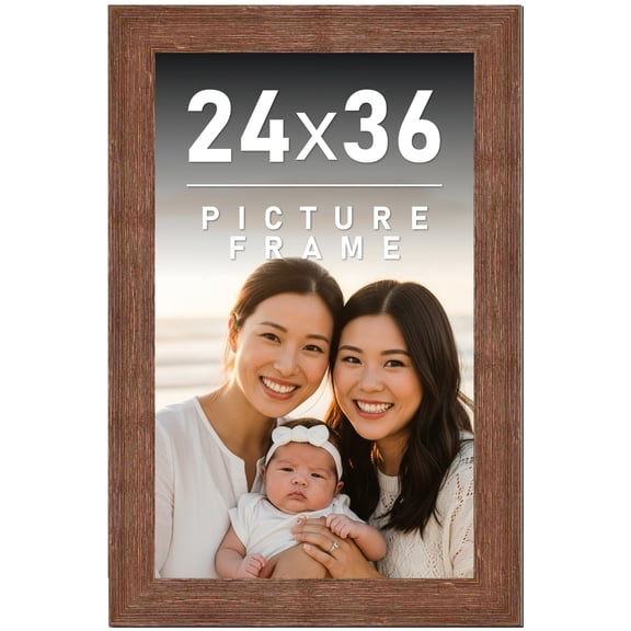 24x36 Frame Brown Distressed Barnwood Picture Frame | Rustic Farmhouse Photo Frame Includes UV