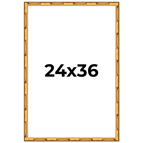 24x36 Frame Gold Bamboo Solid Wood Picture Frame | 0.75 Inch Moulding Width | Interior Frame Depth