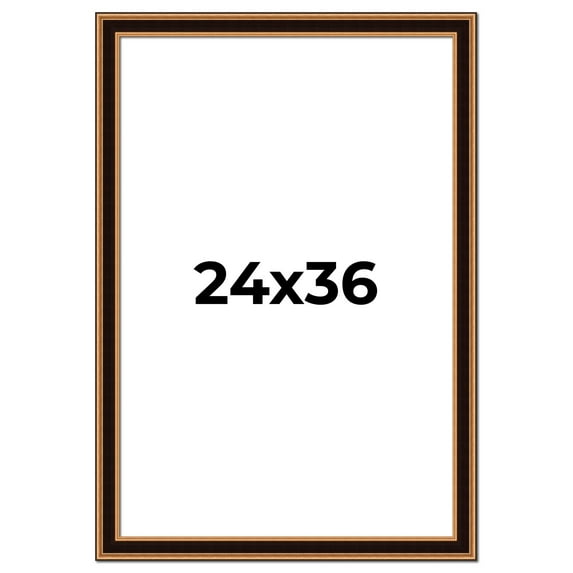 24x36 Frame Gold Brown Plein Air Vintage Solid Wood Picture Frame | 1.75 Inches Moulding Width |