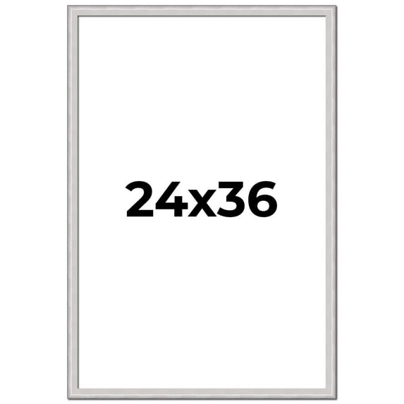 24x36 Frame Silver Inner Slope Bevel Picture Frame | 1 Inch Moulding Width | 0.75 Inch Rabbet Depth