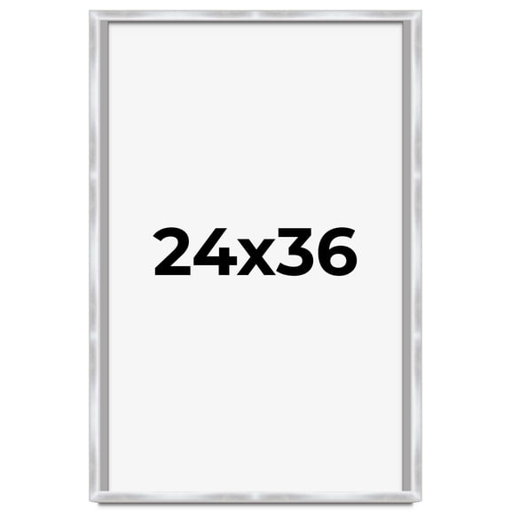 24x36 Frame Silver Whitewashed Wood Grain Solid Wood Shadow Box | 0.75 Inch Moulding Width | 0.75