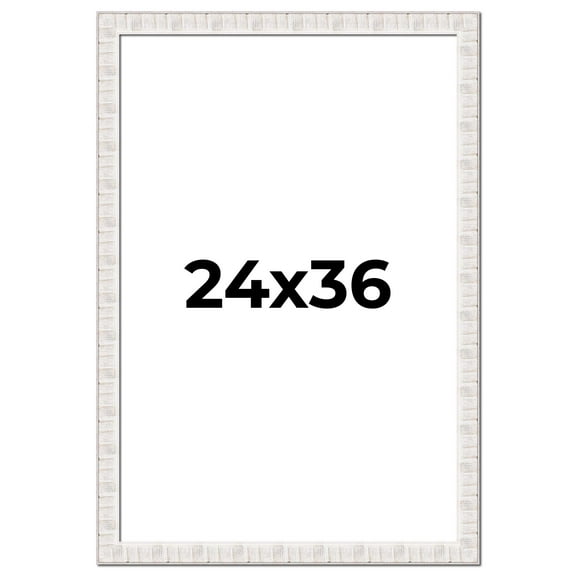 24x36 Frame White Sonoma Rustic Wood Picture Frame | 1.5 Inch Moulding Width | Complete with UV