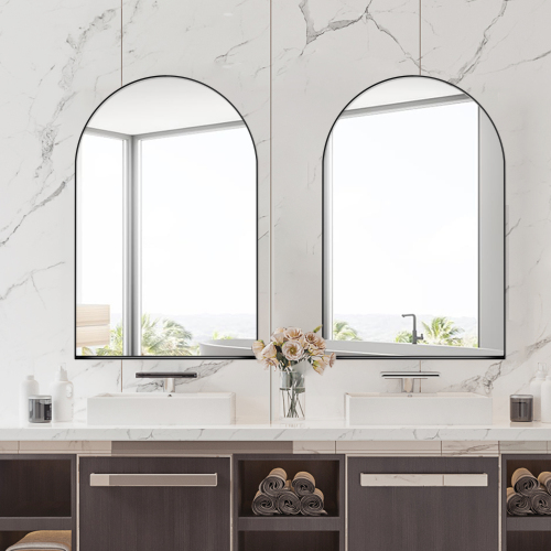 24x36 Inch Arched Recessed Medicine Cabinet, Metal Framed Bathroom Wall ...