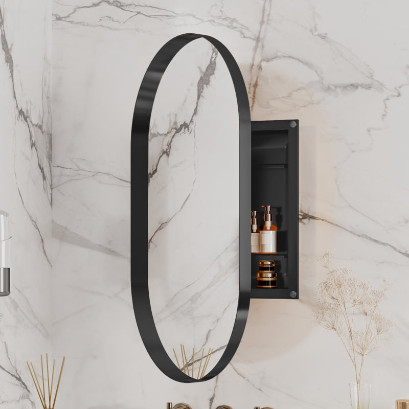 24x36 Inch Arched Recessed Medicine Cabinet, Metal Framed Bathroom Wall ...