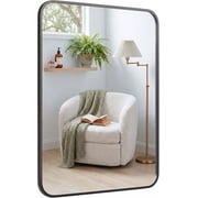 24x36 Inch Black Metal Bathroom Mirror | Deep Set Vanity Wall Mirror | Rustproof, Shatterproof | 1 Pack