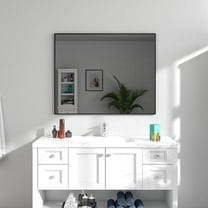 24x36 Inch Rectangular Aluminum Framed Wall Bathroom Vanity Mirror in Black