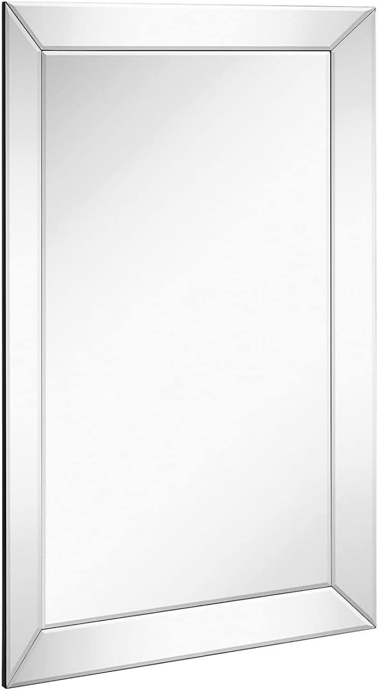 24x36 Inch Rectangular Polished Silver Framed Mirrors for Wall Large Luxury Mirror with 3in