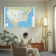 thumbnail image 1 of 24x36 Inch US Road Map Wall Poster - Standard Size White Canvas Map for Travel Planning & Reference, 1 of 10