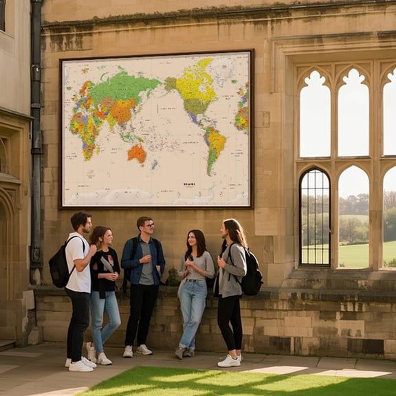 24x36 Inch World Map for Wall - Durable Fabric Poster Perfect for Homeschooling & Living Rooms