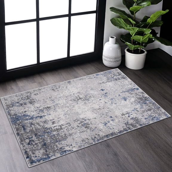 24x36 Inches Silver Area Rug, Cotton Backing / Stain Resistant, Easy to Clean for Dorm