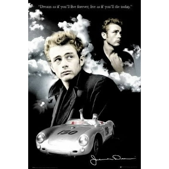 (24x36) James Dean (Dream, Clouds) Movie Poster Print