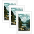 thumbnail image 1 of 24x36 Picture Frame 3 Pack, White Poster Frame, Display Poster 20 x 30 with Mat or 24 x 36 Without Mat for Horizontal or Vertical Wall Mounting., 1 of 8