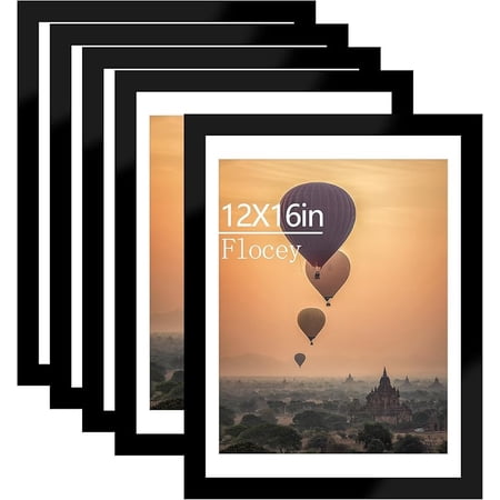 24x36 Picture Frame Set of 5, Black Poster Frame, Display Pictures 20 x 30 with Mat or 24 x 36 Without Mat for Horizontal or Vertical Wall Mounting, Wall Gallery Frame for Artwork