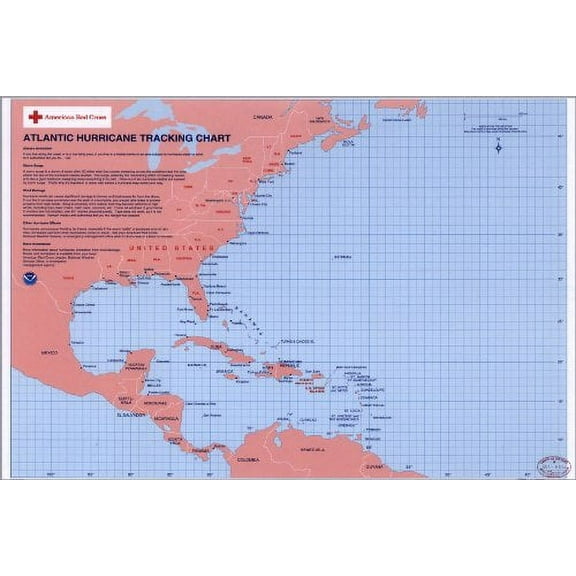 24x36 Poster; Atlantic Ocean Hurricane Tracking Chart Noaa 1995; Antique Reprint
