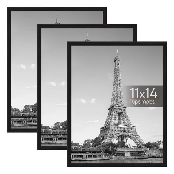 24x36 Poster Frame Black 3 Pack, Scratch-Proof Picture Frames 24 x 36 for Photo Gallery - Slide-In Strips, Horizontal or Vertical Wall Mounting
