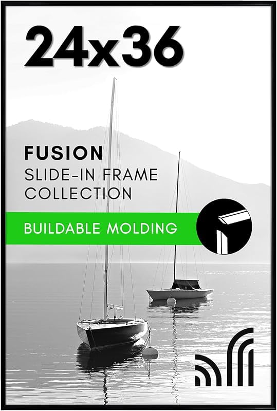 24x36 Poster Frame with Polished Front Cover - Slide-In Photo Frame with Buildable Molding - Fusion Collection - Picture Frame for Wall Display - Black-wpp - Walmart.com
