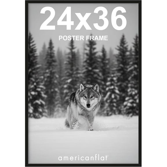 24x36 Poster Frame with Polished Plexiglass - Streamline Collection - Thin Border Picture Frame for Wall Display - Hanging Hardware Included - Black