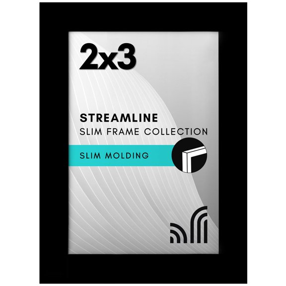 24x36 Poster Frame with Polished Plexiglass - Streamline Collection - Thin Border Picture Frame for Wall Display - Hanging Hardware Included - Black