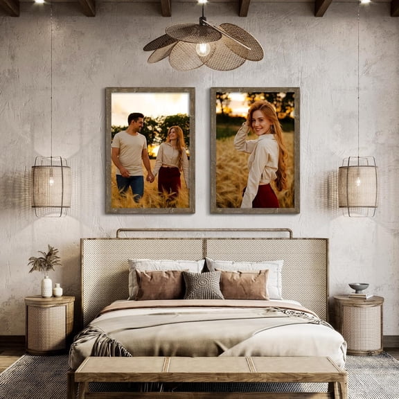 24x36 Poster Frames Rustic Wood Picture Frames for Wall Hanging Vertically or Horizontally, 2 Pack of Brown 36x24 Frames