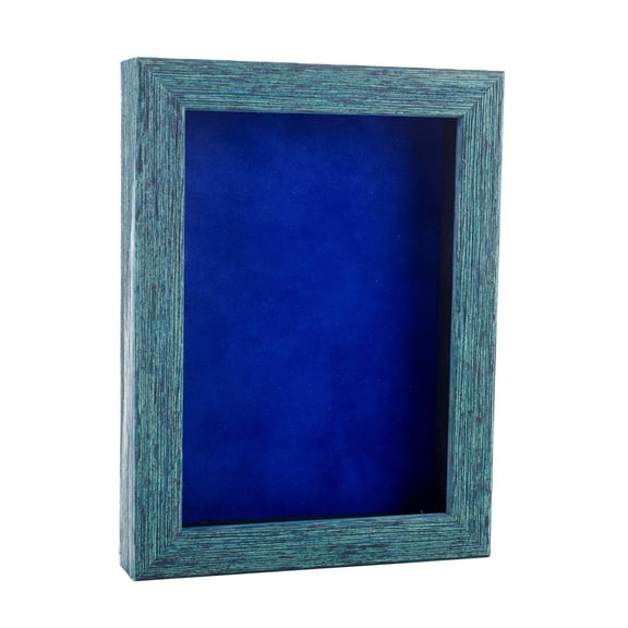24x36 Shadow Box Frame Blue Wood | With a 1" Usable Display Depth | Includes a Royal Blue Real
