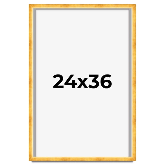 24x36 Shadow Box Frame Gold | 1.625 Inches Deep Real Wood Traditional Shadowbox Display Frame | UV