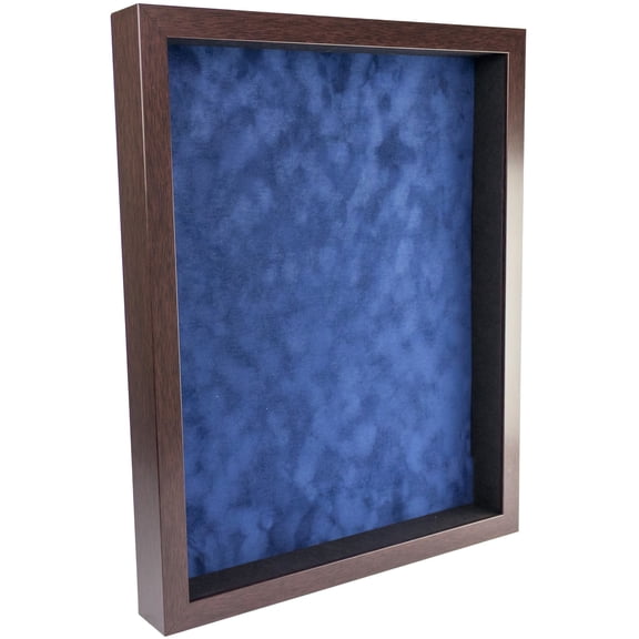 24x36 Shadow Box Frame In Brown With A 1 3/4" Usable Depth Includes Navy Blue Suede Acid-Free